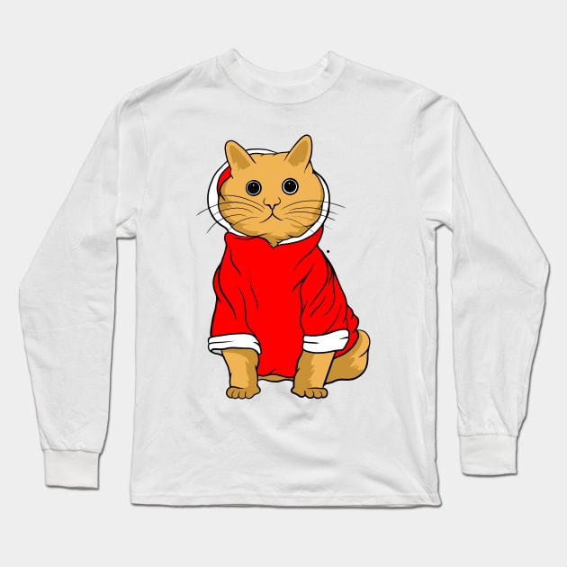 Hoodie Cat Long Sleeve T-Shirt by Dojaja